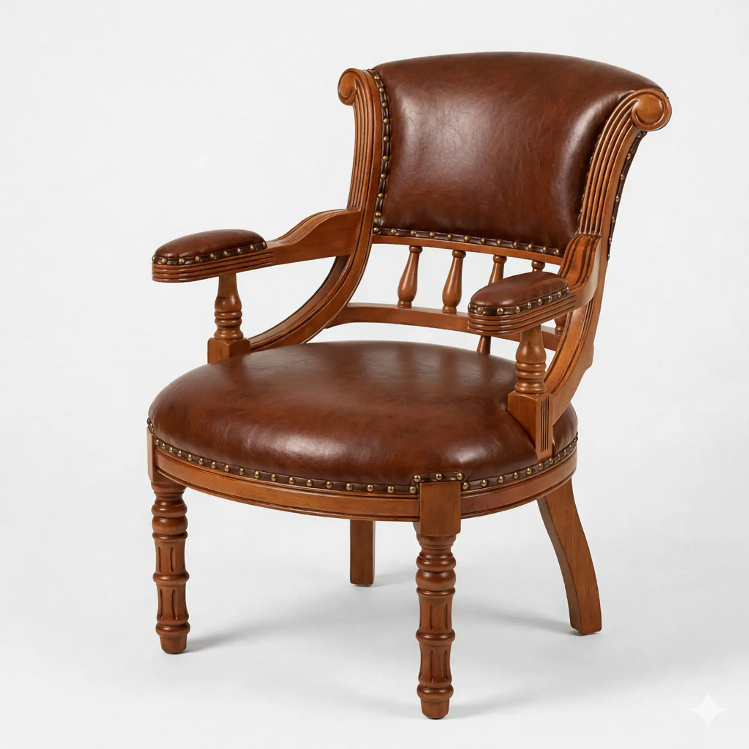 Set de 2 Sillones Sitiales de Madera y Ecocuero Vintage 2