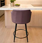 Taburete Alto 66 cm Burdeo Acolchado con Respaldo y Patas Metálicas - Miniatura 2