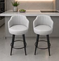 Set de 2 Taburete Bar 66 cm Gris con Respaldo Acolchado y Base Metálica - Miniatura 1