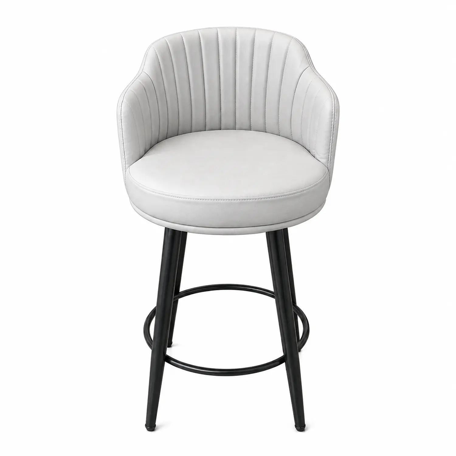 Taburete Bar 66 cm Gris con Respaldo Acolchado y Base Metálica 2