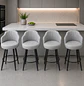 Set de 4 Taburete Bar 66 cm Gris con Respaldo Acolchado y Base Metálica - Miniatura 1