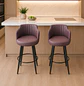 Set de 2 Taburete Alto 66 cm Burdeo Acolchado con Respaldo y Patas Metálicas - Miniatura 1