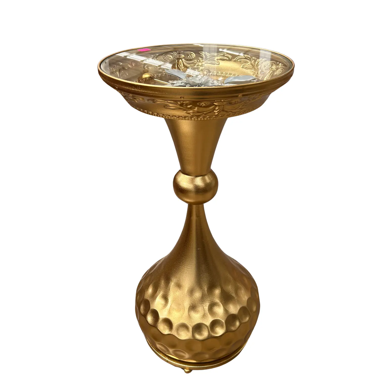 Mesa Lateral Dorada Decorativa con Flor de Loto 4