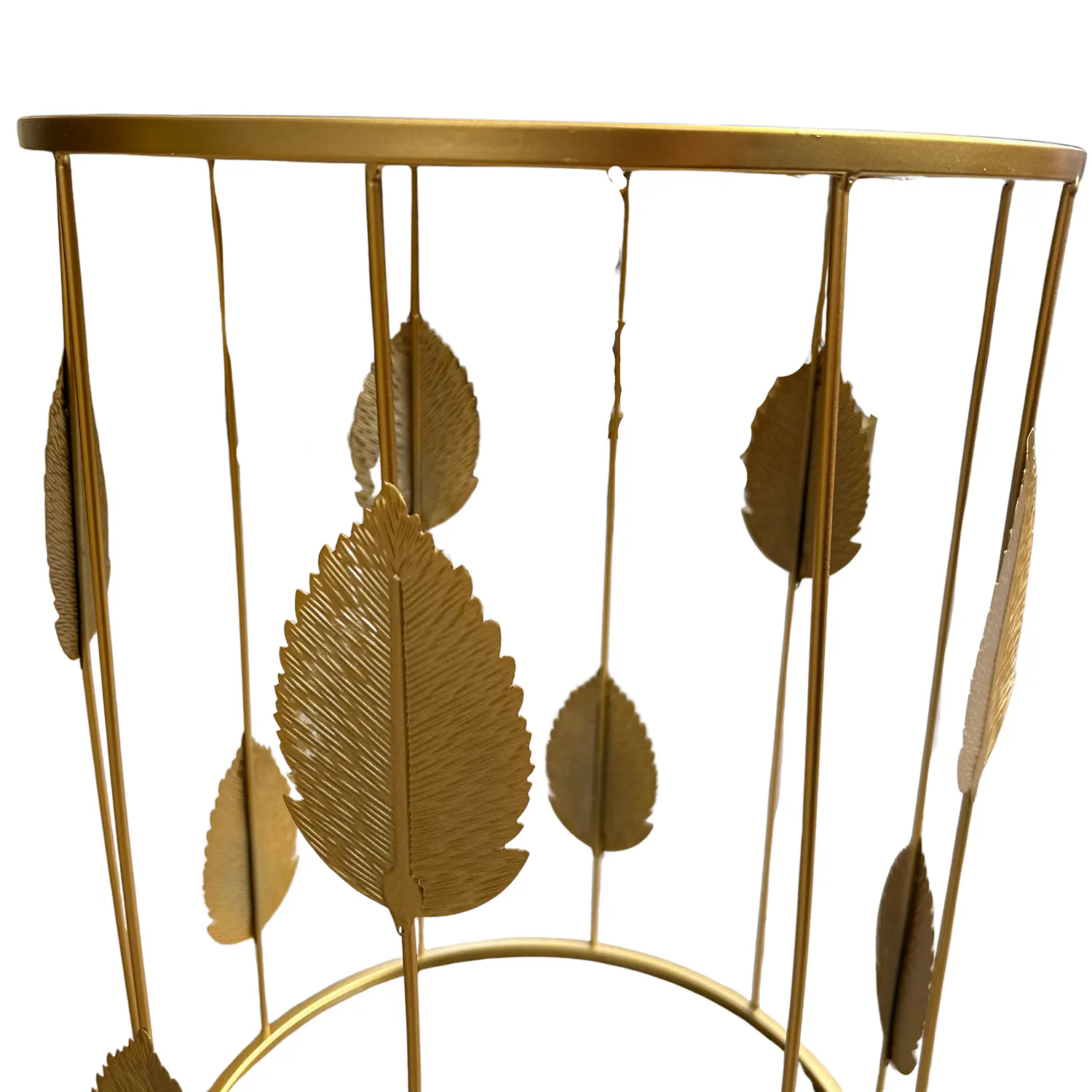 Set de 2 Mesas de Centro Circulares Doradas con Diseño de Hojas Decorativas 6