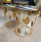 Set de 2 Mesas de Centro Circulares Doradas con Diseño de Hojas Decorativas - Miniatura 8