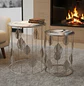 Set 2 Mesas Laterales Redondas Decorativas Reno Plateada - Miniatura 2