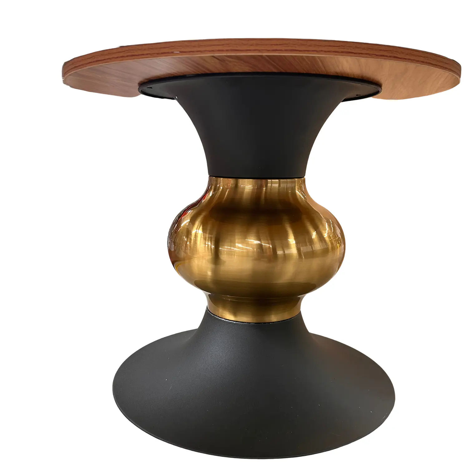 Mesa de Centro Redonda MDF Tipo Mármol Gris Base Dorada Irlanda 3