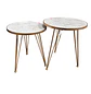 Set 2 Mesas Laterales MDF tipo Mármol Gris y Patas Doradas Nueva Zelanda  - Miniatura 2