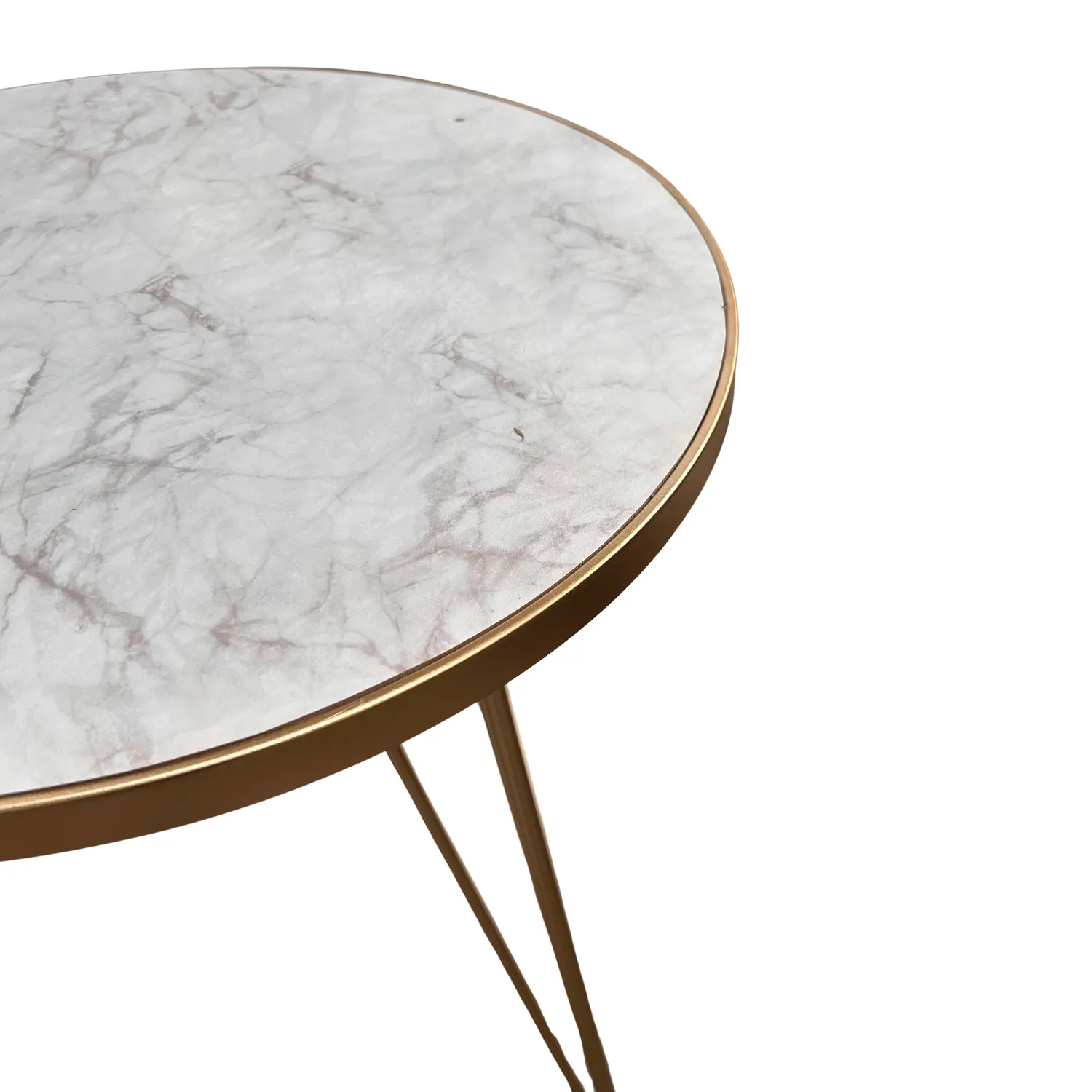 Set 2 Mesas Laterales MDF tipo Mármol Gris y Patas Doradas Nueva Zelanda  5