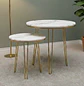Set 2 Mesas Laterales MDF tipo Mármol Gris y Patas Doradas Nueva Zelanda  - Miniatura 1