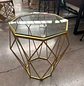 Mesa de Centro Hexagonal Dorada con Vidrio Estilo Diamante - Miniatura 5