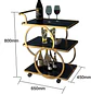 Carrito de Bar Dorado 3 Niveles con Ruedas y Estantes de Vidrio Negro - Miniatura 4