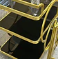 Carrito de Bar Dorado 3 Niveles con Ruedas y Estantes de Vidrio Negro - Miniatura 9