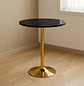 Mesa Alta de Bar Base Dorada Cubierta de MDF Efecto Mármol  - Miniatura 1