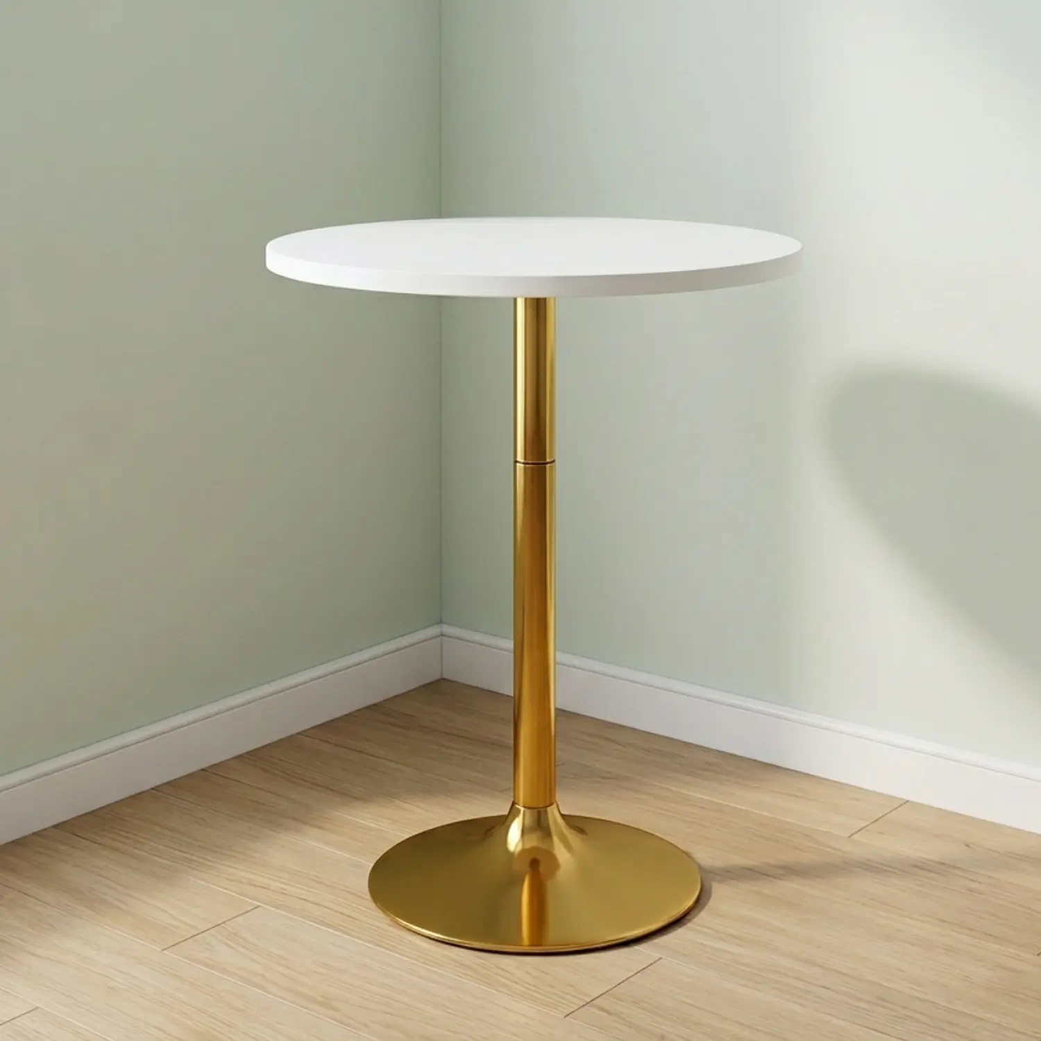 Mesa Alta de Bar Redonda Base Dorada y Cubierta de MDF 3