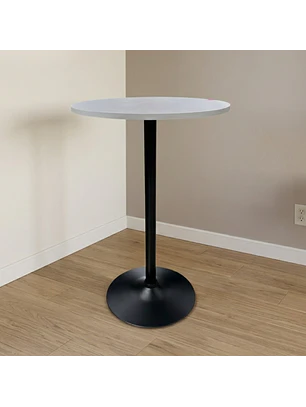 Mesa Alta de Bar Redonda con Base Metálica Negra