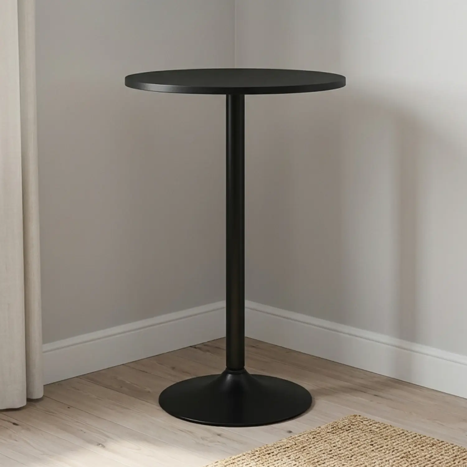 Mesa Alta de Bar Redonda con Base Metálica Negra 3