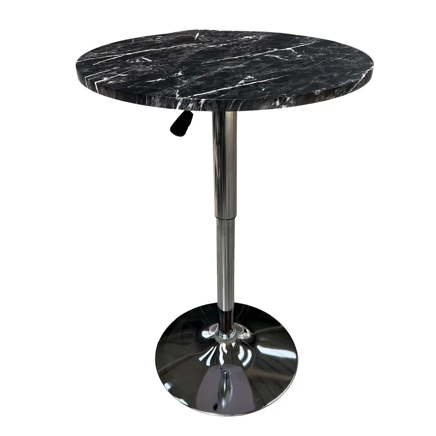 Mesa de Bar Alta Regulable con Tapa Efecto Mármol y Base Cromada 7