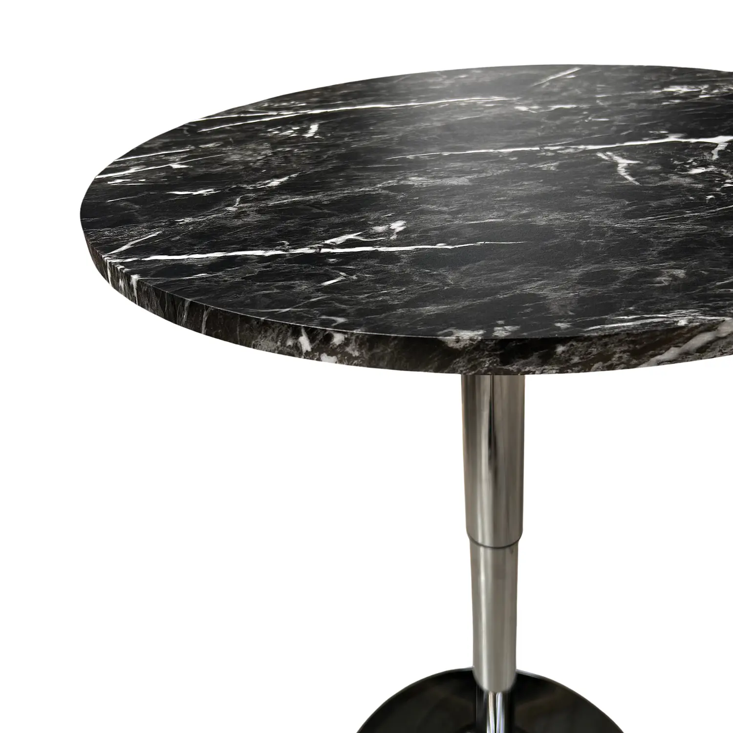 Mesa de Bar Alta Regulable con Tapa Efecto Mármol y Base Cromada 8