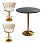 Set Mesa de Bar Negra MDF y 2 Taburetes Dorados Regulable - Miniatura 6