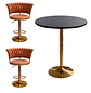 Set Mesa de Bar Negra MDF y 2 Taburetes Dorados Regulable - Miniatura 2