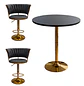 Set Mesa de Bar Negra MDF y 2 Taburetes Dorados Regulable - Miniatura 4