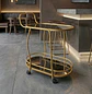 Carrito para Bar Dorado con Ruedas y Doble Bandeja de Vidrio - Miniatura 1