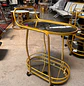 Carrito para Bar Dorado con Ruedas y Doble Bandeja de Vidrio - Miniatura 5
