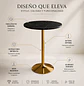 Set de Mesa de Bar Negra en MDF Efecto Mármol y 2 Taburetes Felpa Dorados Ajustables - Miniatura 8