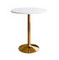 Set mesa bar blanca MDF y 2 taburetes acolchados regulables dorados - Miniatura 7