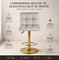 Set mesa bar blanca MDF y 2 taburetes acolchados regulables dorados - Miniatura 8
