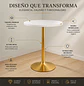 Set mesa bar blanca MDF y 2 taburetes acolchados regulables dorados - Miniatura 9