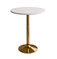 Set Mesa de Bar Efecto Mármol Blanco MDF y 2 Taburetes Felpa Ajustables Dorados - Miniatura 7