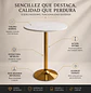 Set Mesa de Bar Efecto Mármol Blanco MDF y 2 Taburetes Felpa Ajustables Dorados - Miniatura 9