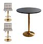 Set Mesa de Bar Negra MDF y 2 Taburetes Dorados Regulables - Miniatura 1