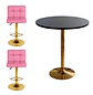 Set Mesa de Bar Negra MDF y 2 Taburetes Dorados Regulables - Miniatura 3