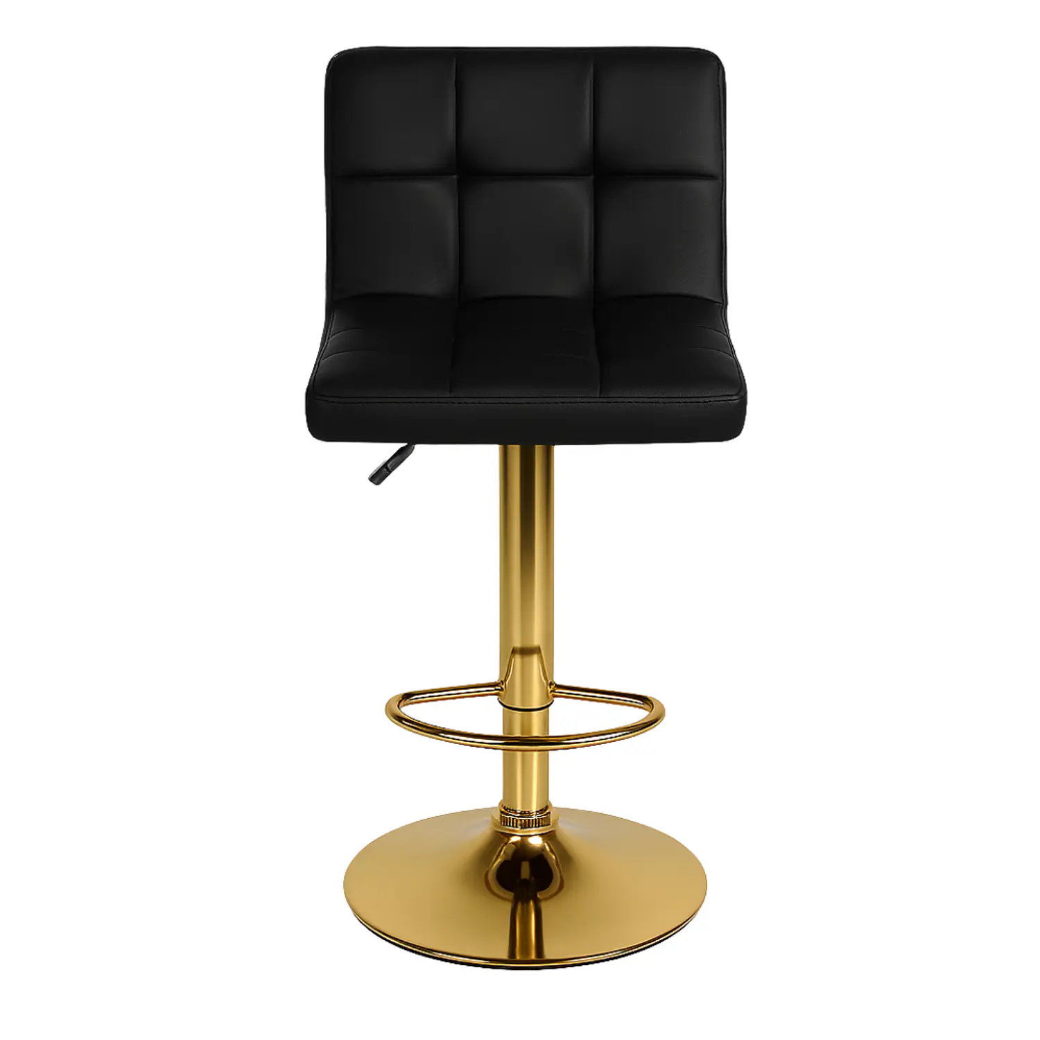 Set Mesa de Bar Negra MDF y 2 Taburetes Dorados Regulables 6