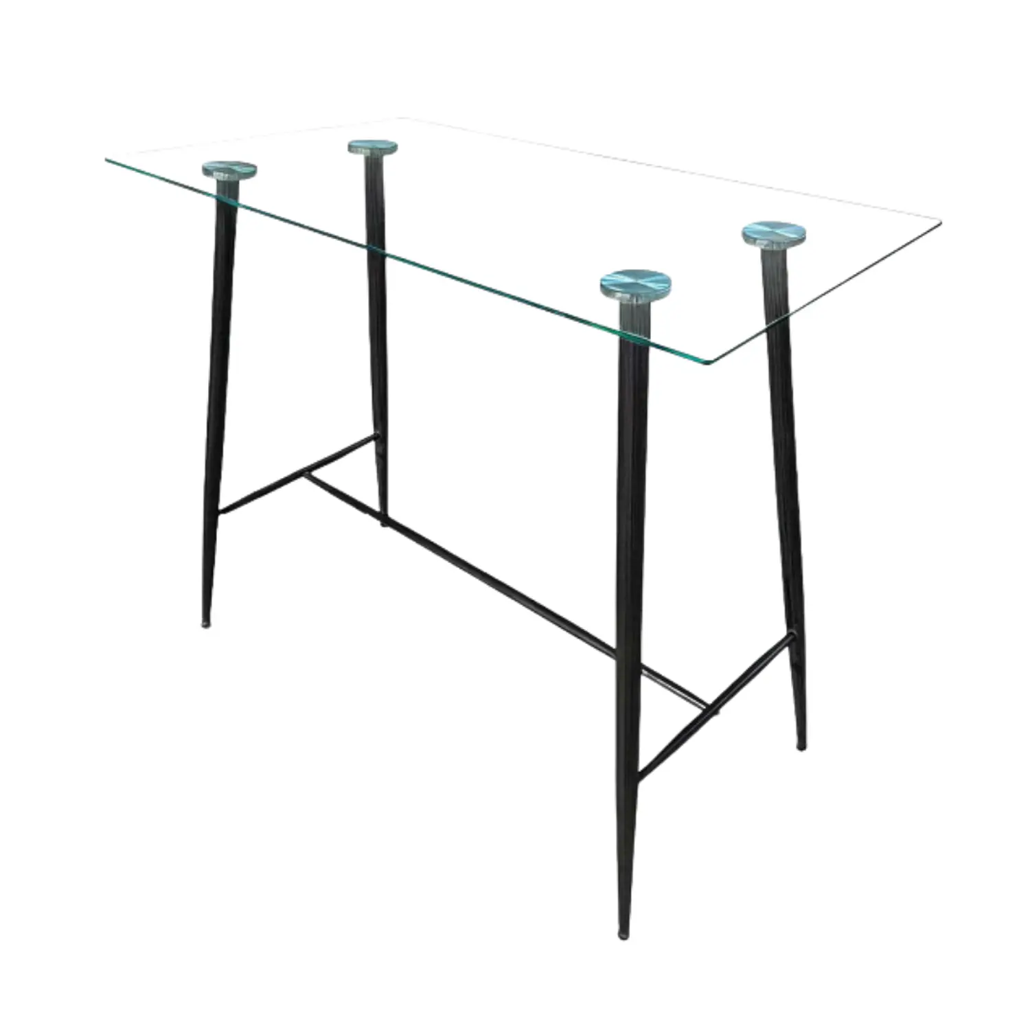 Mesa de Bar Rectangular de Vidrio con Base Metálica 2