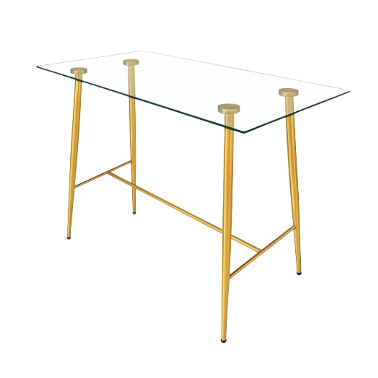 Mesa de Bar Rectangular de Vidrio con Base Metálica 7