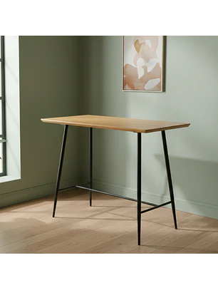 Mesa de Bar Rectangular MDF Moderna con Patas Metálicas