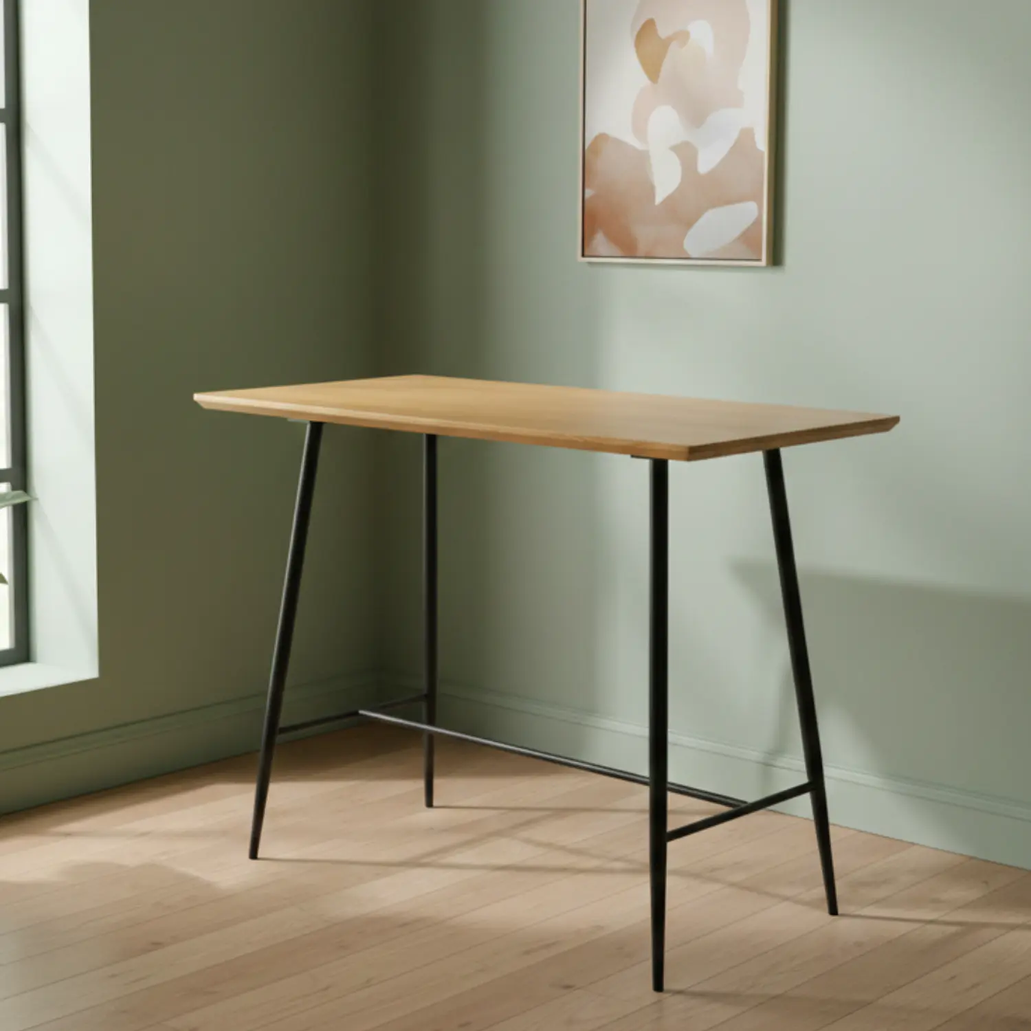 Mesa de Bar Rectangular MDF Moderna con Patas Metálicas 1