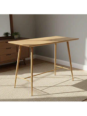 Mesa de Bar Rectangular MDF Moderna con Patas Metálicas