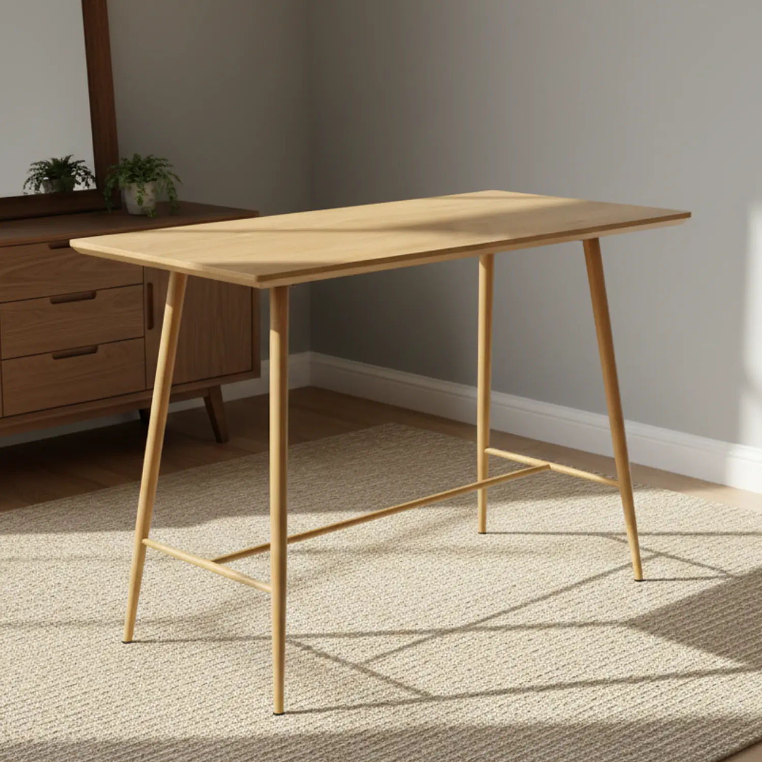Mesa de Bar Rectangular MDF Moderna con Patas Metálicas 4