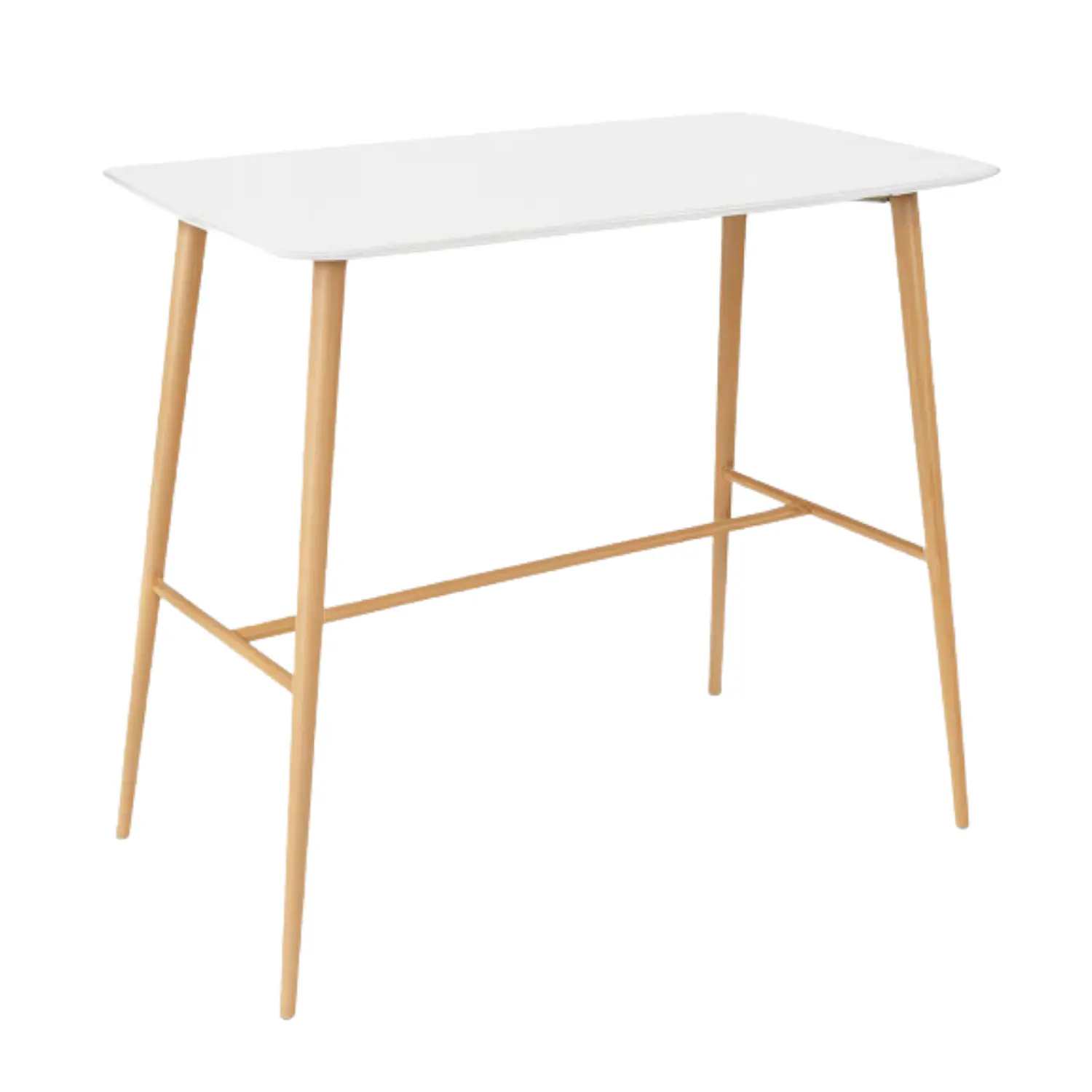 Mesa Bar Rectangular Blanca con Estructura Metálica 2