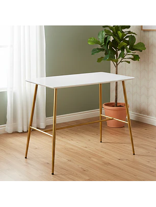 Mesa Bar Rectangular Blanca con Estructura Metálica