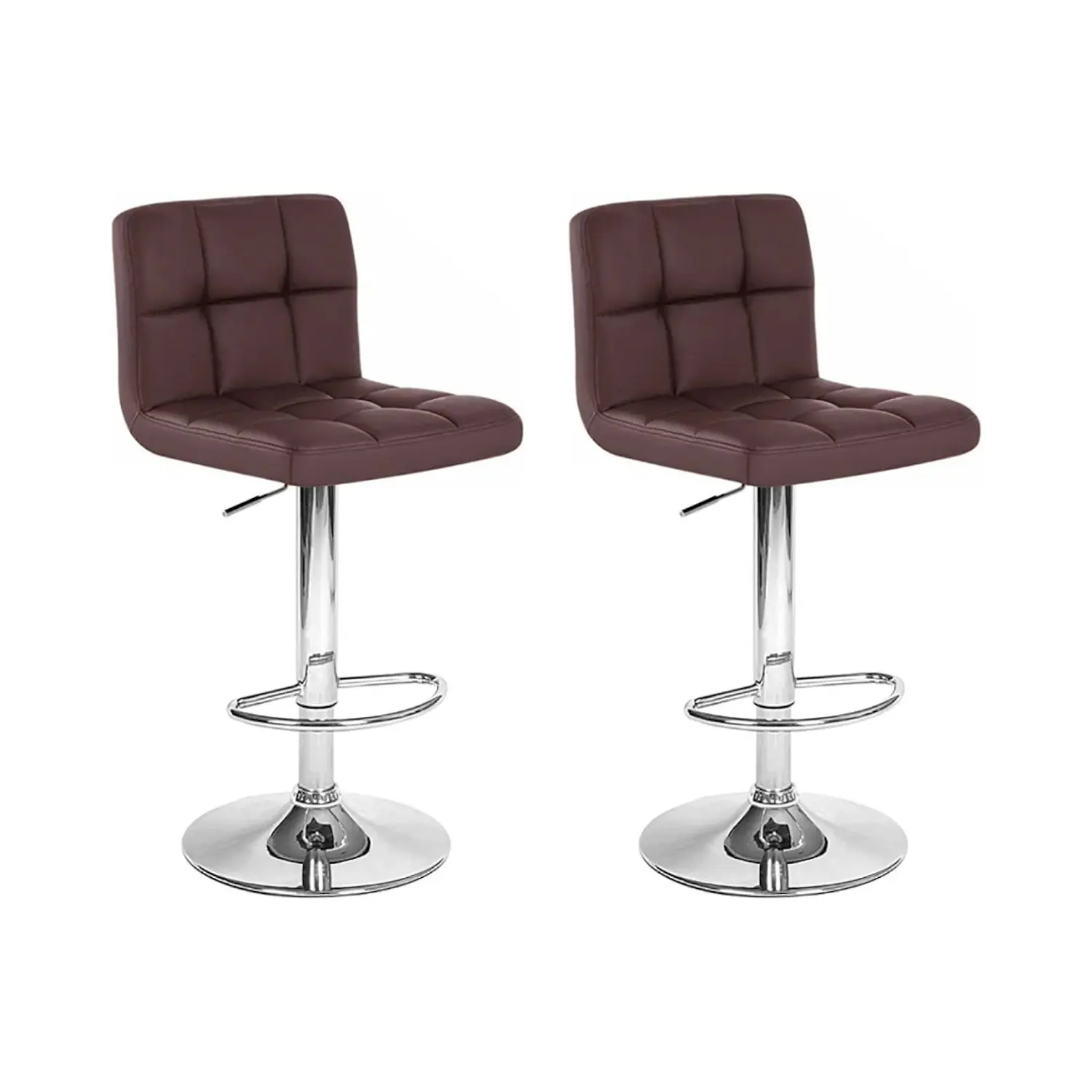 Set 2 Taburetes de Bar Ajustables en Eco Cuero con Base Cromada 2