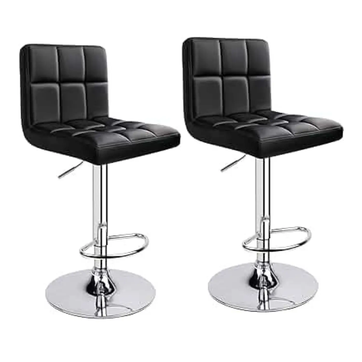 Set 2 Taburetes de Bar Ajustables en Eco Cuero con Base Cromada 9