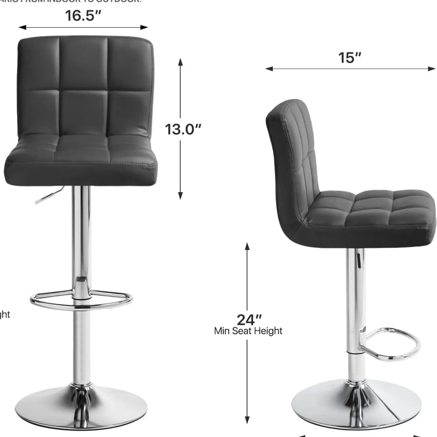 Set 2 Taburetes de Bar Ajustables en Eco Cuero con Base Cromada 11