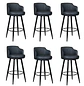 Set de 6 Taburetes de Bar de Eco Cuero Acolchados y Patas Metálicas Negras - Miniatura 8
