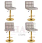 Set 4 Taburetes de Bar Felpa Cuadriculada Giratorios Base Dorada - Miniatura 1